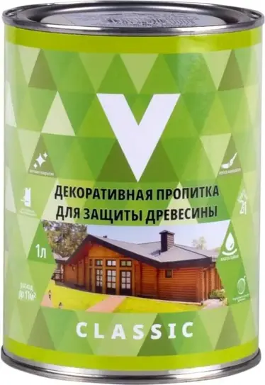 V Classic пропитка декоративная для защиты древесины (1 л) белая