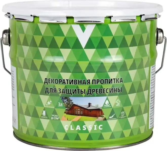 V Classic пропитка декоративная для дерева (3 л) белая