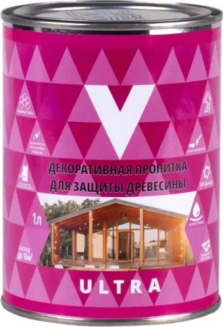 V Ultra пропитка декоративная для защиты древесины (1 л) белая