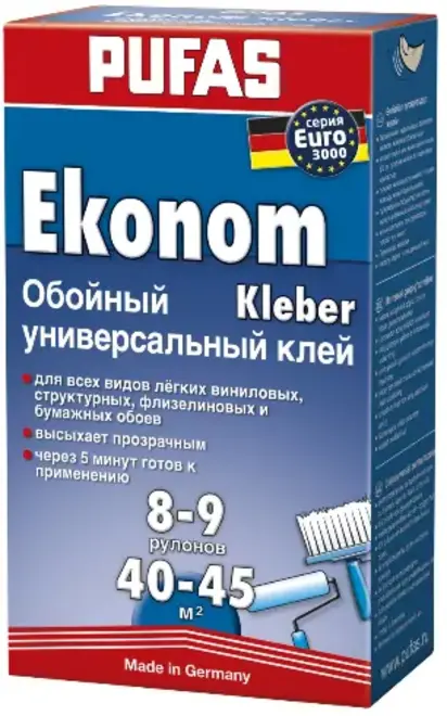 Пуфас Euro 3000 Econom Universal Tapeten-Kleber универсальный обойный клей (1 кг)
