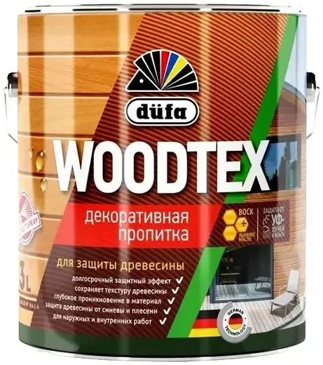Dufa Woodtex декоративная пропитка для защиты древесины (3 л) серая