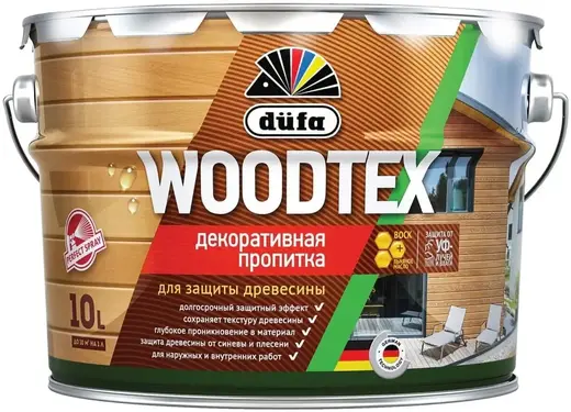 Dufa Woodtex декоративная пропитка для защиты древесины (10 л) серая
