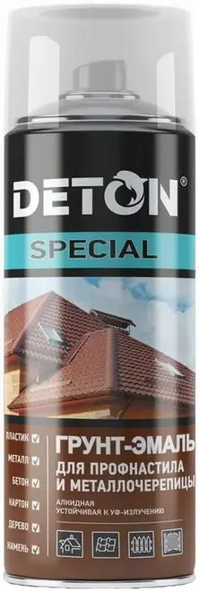 Deton Special грунт-эмаль алкидная для профнастила и металлочерепицы (520 мл) слоновая кость RAL 1014