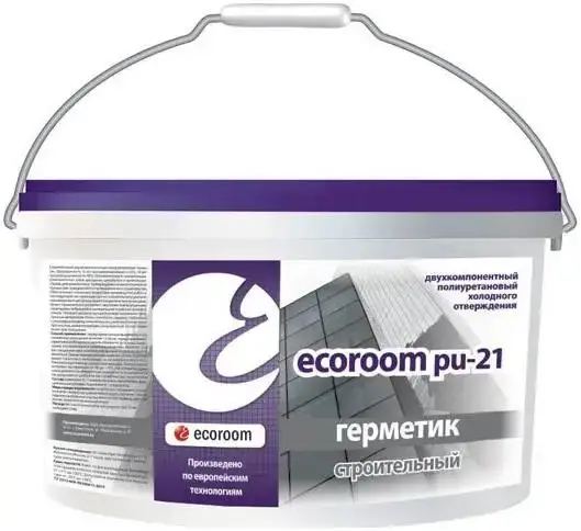 Ecoroom PU-21 2K герметик полиуретановый для межпанельных соединений (13.3 кг (1 ведро * 12.2 кг + 1 банка * 1.1 кг)