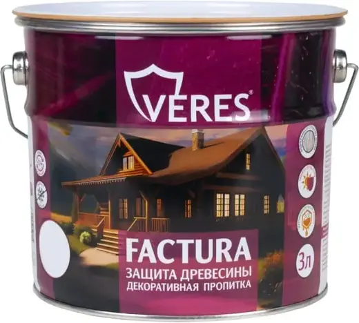 Veres Factura пропитка декоративная для защиты древесины (3 л) красное дерево