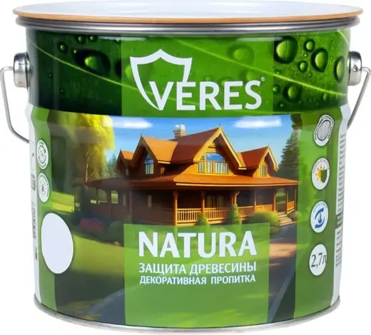 Veres Natura пропитка декоративная для защиты древисины (2.7 л) белая