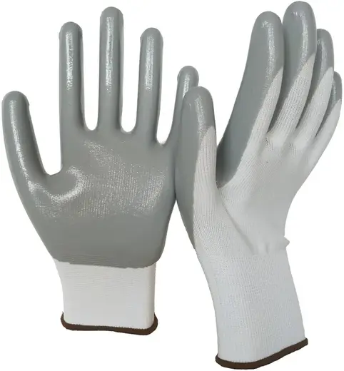 Факел-Спецодежда перчатки нейлоновые с нитриловым покрытием бело-серые