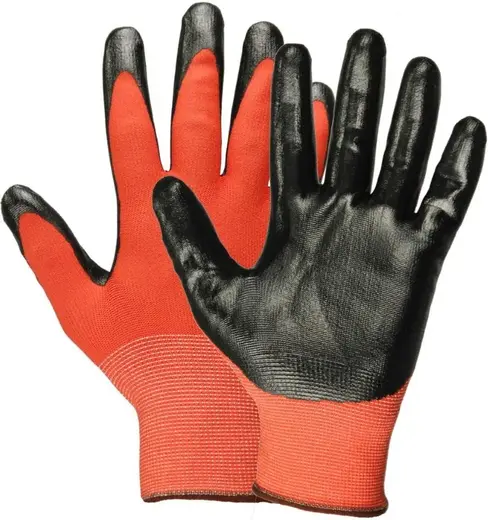 Факел-Спецодежда перчатки нейлоновые с нитриловым покрытием красно-черные