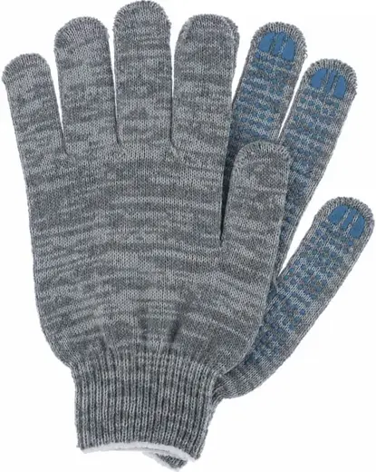 Факел-Спецодежда Стандарт перчатки х/б ПВХ серые класс вязки 10, покрытие точка