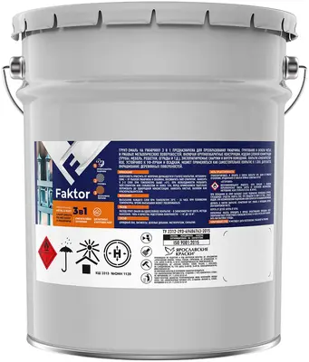 Фактор Primer Enamel Metal & Rust грунт-эмаль по металлу и ржавчине 3 в 1 (20 кг) зеленая
