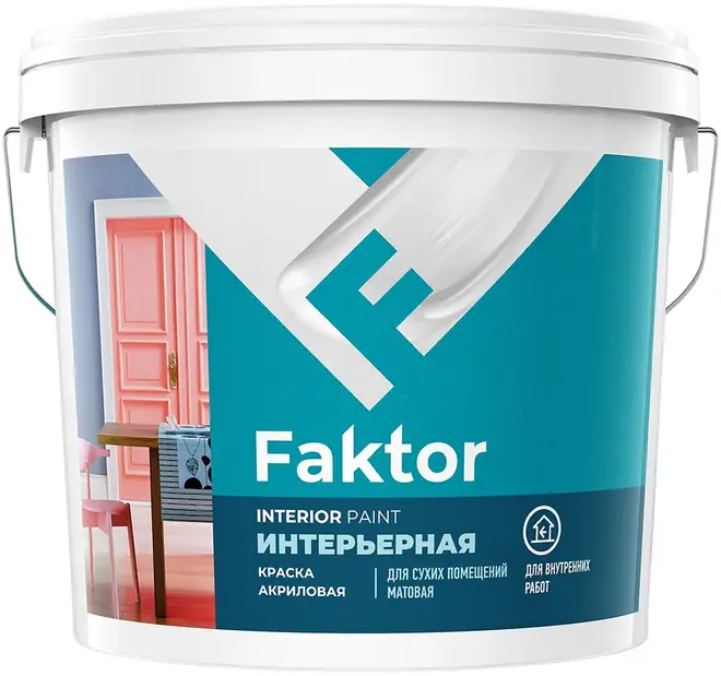 Фактор Interior Paint краска интерьерная акриловая (13 кг) белая