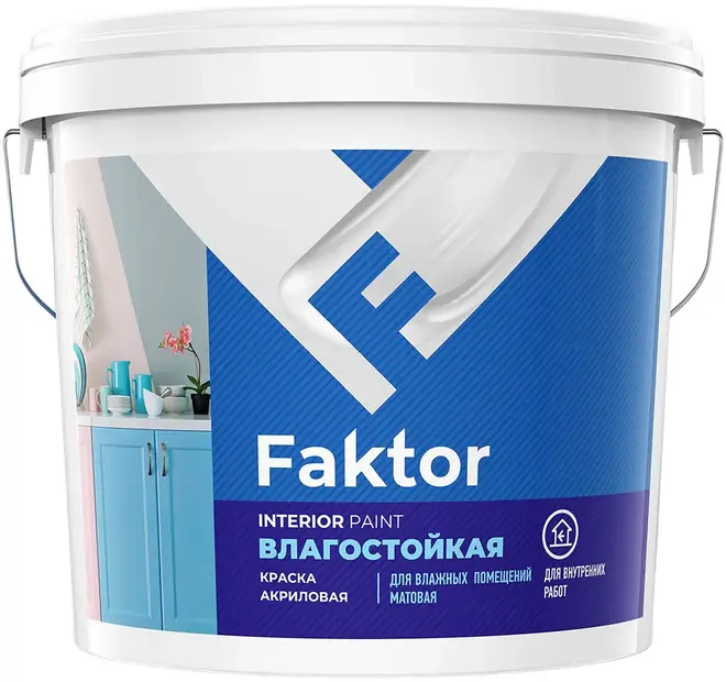 Фактор краска влагостойкая акриловая (13 кг) белая