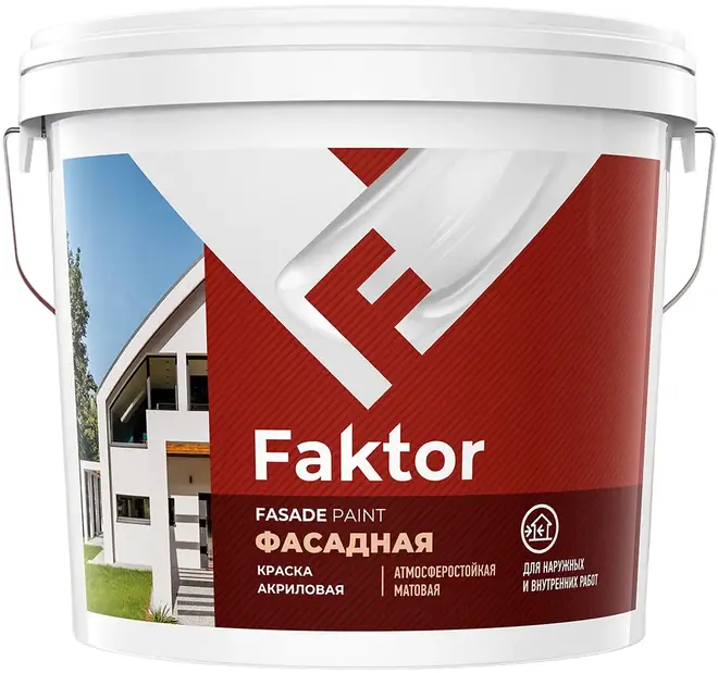 Фактор краска фасадная акриловая (13 кг) белая