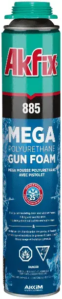 Akfix 885 Mega PU Gun Foam монтажная пена полиуретановая (1020 г)
