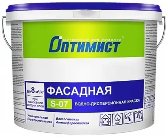 Оптимист S-07 краска фасадная водно-дисперсионная (25 кг)