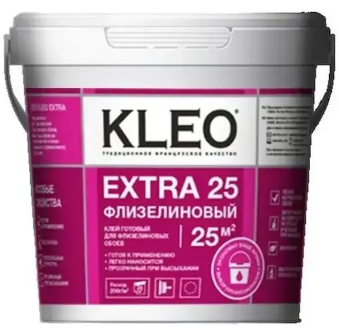 Kleo Extra 25 клей готовый для флизелиновых обоев (5 кг)