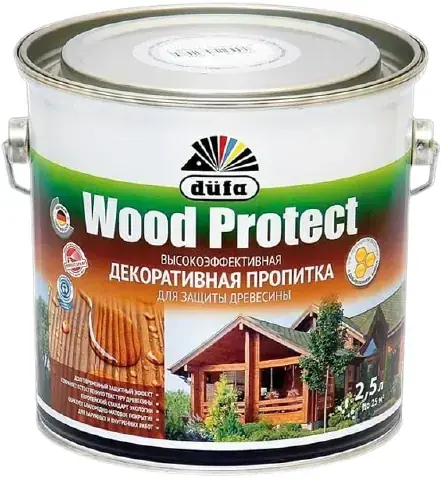 Dufa Wood Protect высокоэффективная декоративная пропитка (2.5 л) белая