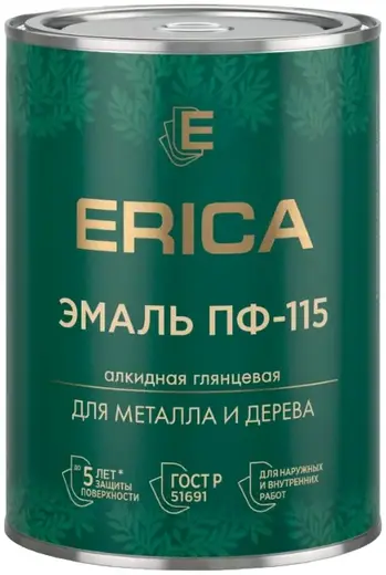 Erica ПФ-115 эмаль алкидная для металла и дерева (800 г) ярко-зеленая