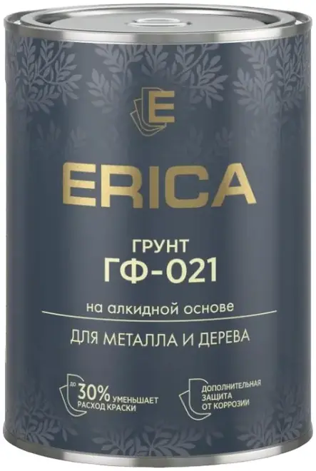 Erica ГФ-021 грунт на алкидной основе для металла и дерева (800 г) белый