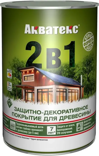 Акватекс 2 в 1 защитно-декоративное покрытие для древесины (800 мл) тик Россия