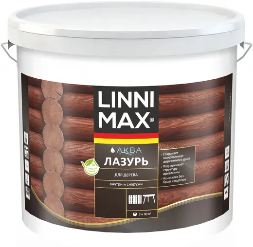 Linnimax Аква лессирующий антисептик лазурь для дерева (9 л)