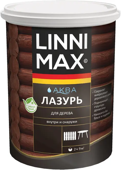 Alpina Linnimax Аква лазурь для дерева (900 мл ) орех шелковисто-матовая