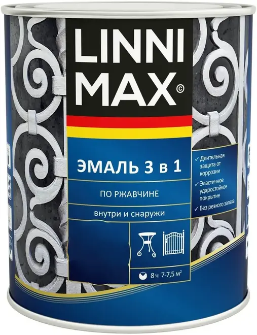Linnimax эмаль 3 в 1 по ржавчине (750 мл) слоновая кость