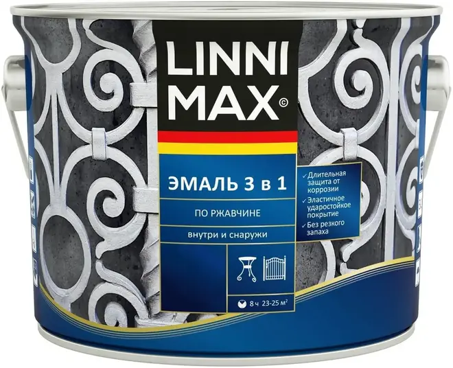 Linnimax эмаль 3 в 1 по ржавчине (2.5 л) красно-коричневая