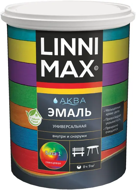 Alpina Linnimax Аква эмаль акриловая универсальная (9 л) белая база 1 глянцевая