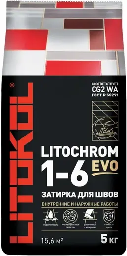 Литокол Litochrom 1-6 цветная затирочная смесь на основе цемента (5 кг) C.470 черная