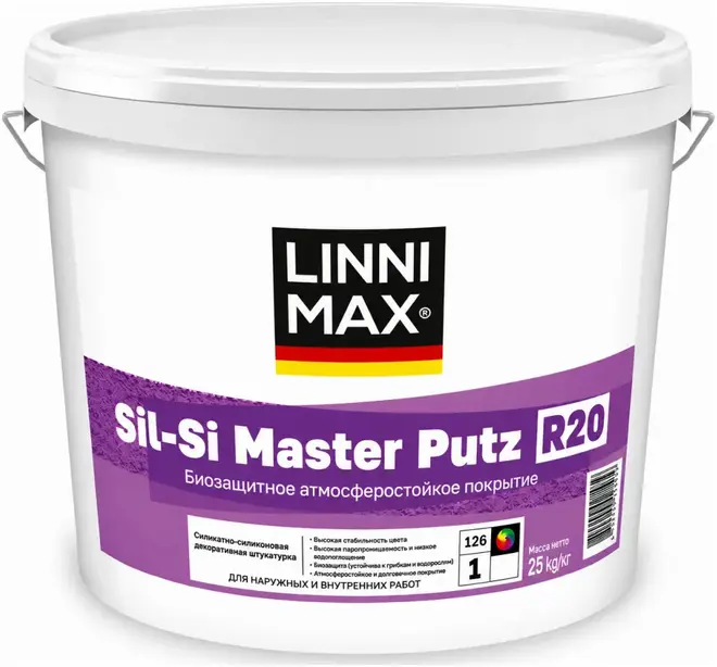 Caparol Linnimax Sil-Si Master Putz штукатурка декоративная силикатно-силиконовая (25 кг) бесцветная R20