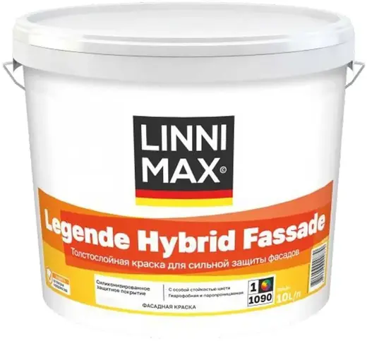 Linnimax Legende Hybrid Fassade краска толстослойная для сильной защиты фасадов (10 л)