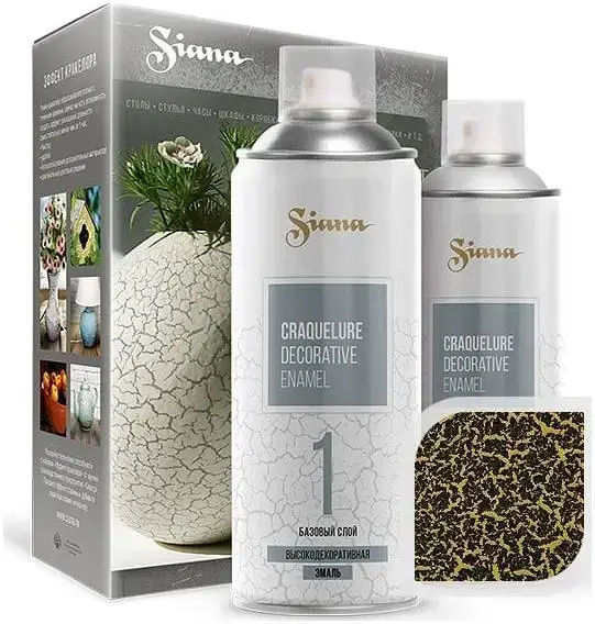 Certa Siana Craquelure эмаль декоративная термостойкая 600C (1.04 л) золото и черный (до +600°C)