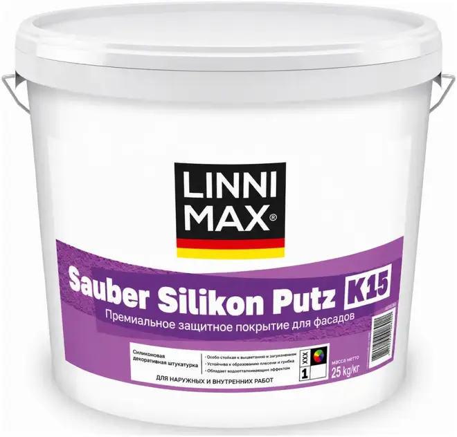Caparol Linnimax Sauber Silikon Putz K15 штукатурка декоративная силиконовая для наружных работ (25 кг) бесцветная