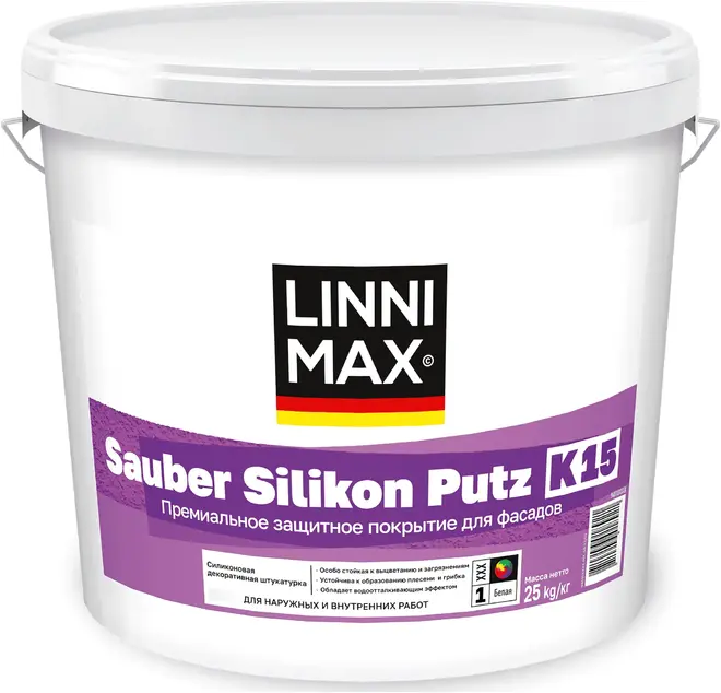 Caparol Linnimax Sauber Silikon Putz K20 штукатурка декоративная силиконовая для наружных работ (25 кг) бесцветная