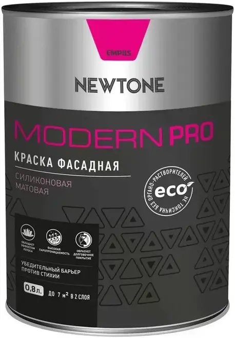 Newtone Modern Pro краска фасадная водно-дисперсионная силиконовая (800 мл) бесцветная