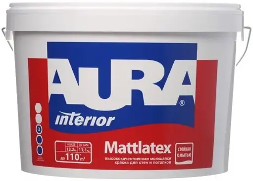 Aura Mattlatex моющаяся матовая краска для стен и потолков (15 л) черный янтарь RAL 9005