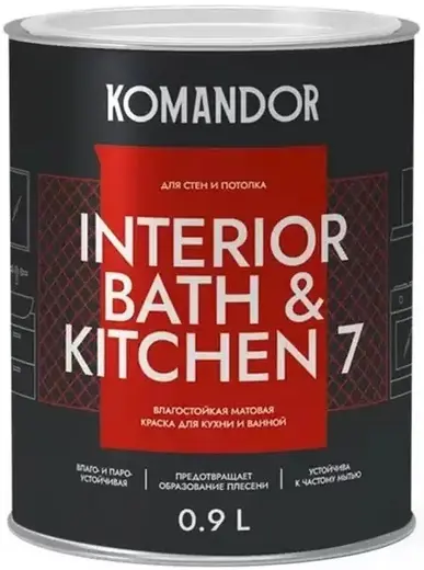 Командор Bath & Kitchen 7 краска влагостойкая (900 мл) база А