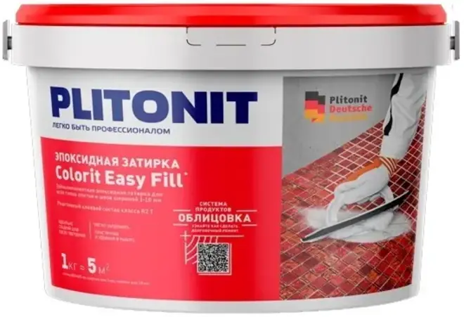 н009681 plitonit colorit easyfill белый - 1 эпоксидная затирка для межплиточных швов и реактивный клей для плитки