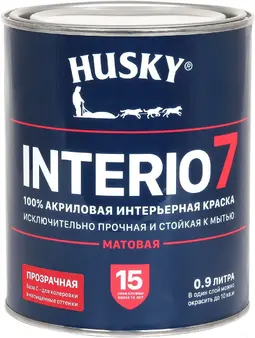 Хаски Interio 7 акриловая интерьерная краска матовая (900 мл) бесцветная
