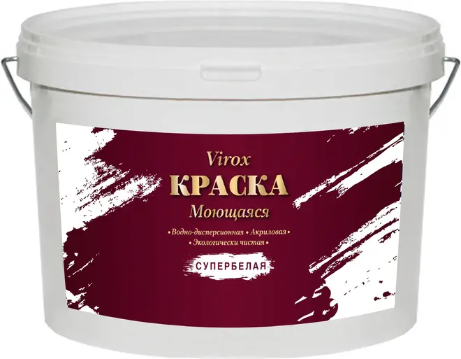 Virox краска моющаяся акриловая водно-дисперсионная (14 кг) супербелая