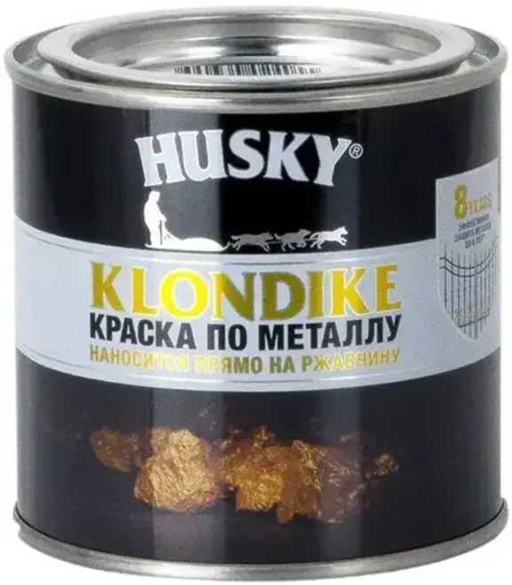 Хаски Klondike краска по металлу (250 мл) серый металлик молотковая