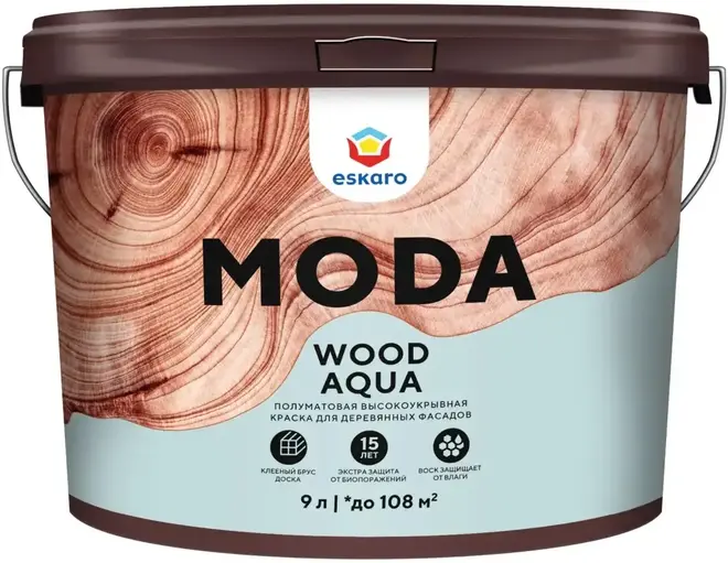 Eskaro Moda Wood Aqua краска для деревянных фасадов (9 л) бесцветная