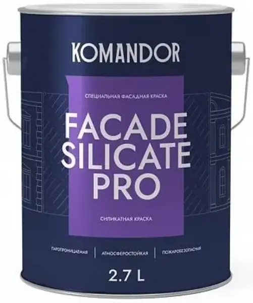 Командор Facade Silicate Pro краска фасадная силикатная (2.7 л) база А