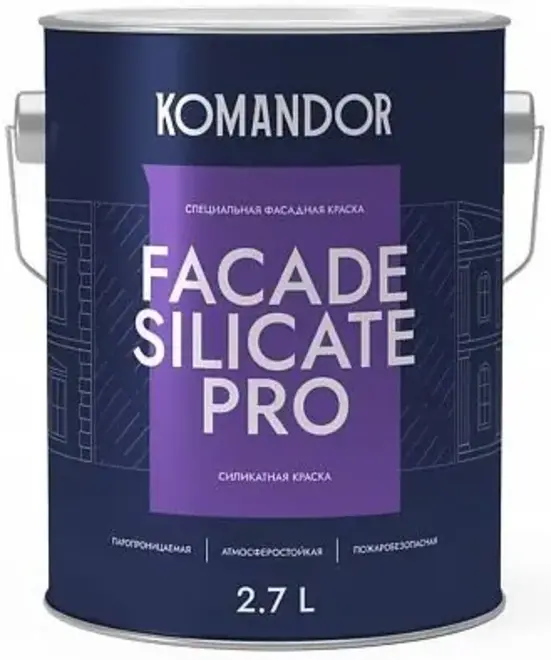 Командор Facade Silicate Pro краска фасадная силикатная (2.7 л) база А