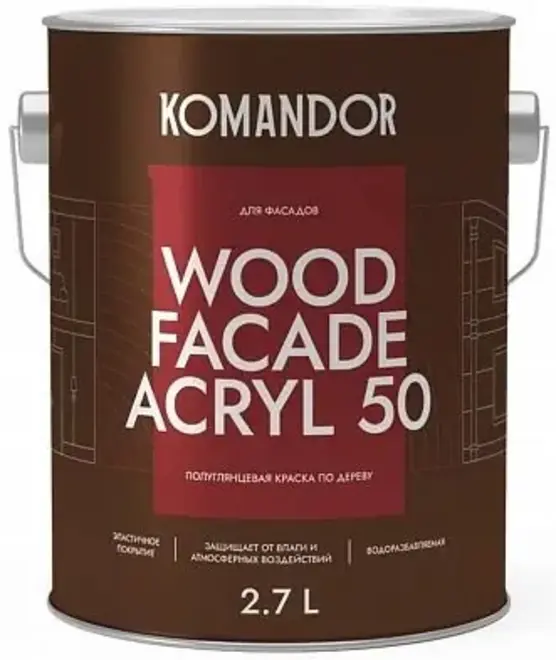 Командор Wood Facade Acryl 50 краска по дереву (2.7 л) база С