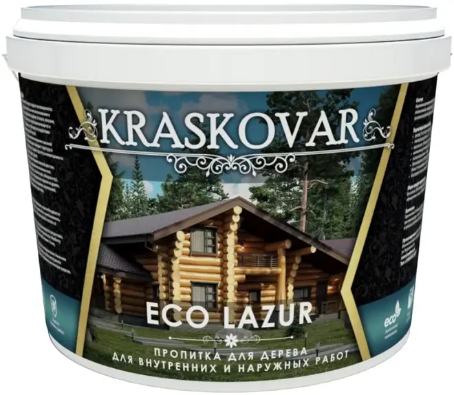 Красковар Eco Lazur пропитка для дерева (9 л) графит