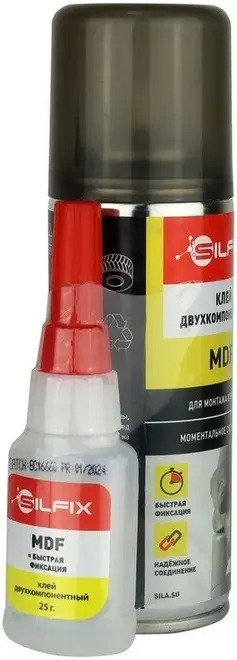 Sila Silfix MDF клей 2-комп цианоакрилатный с активатором (125 г (25 г + 100 мл)