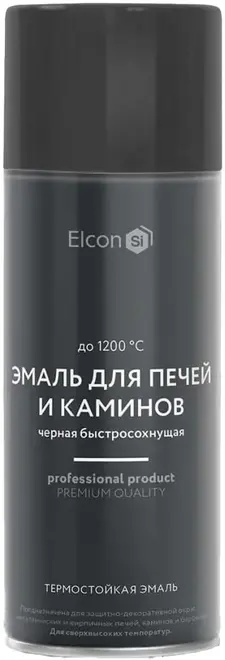 Elcon Max Therm термостойкая эмаль для печей и каминов (520 мл) черная RAL 9005 (1200 °C)