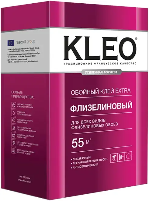 Kleo Extra 55 клей для всех видов флизелиновых обоев (380 г)